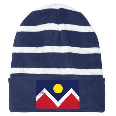 Retro Denver Colorado Flag Striped Beanie with Solid Band