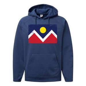 Retro Denver Colorado Flag Performance Fleece Hoodie