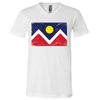 Retro Denver Colorado Flag V-Neck T-Shirt