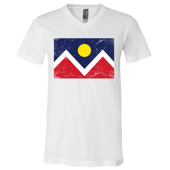 Retro Denver Colorado Flag V-Neck T-Shirt