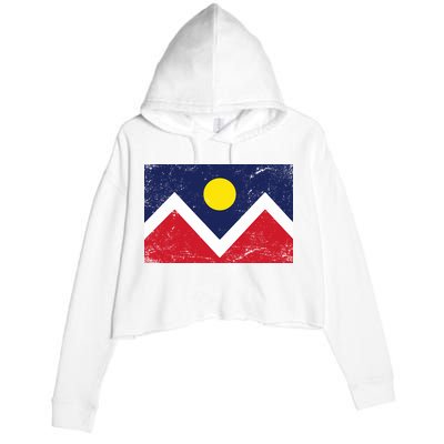 Retro Denver Colorado Flag Crop Fleece Hoodie