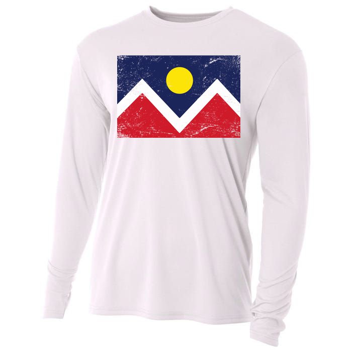 Retro Denver Colorado Flag Cooling Performance Long Sleeve Crew