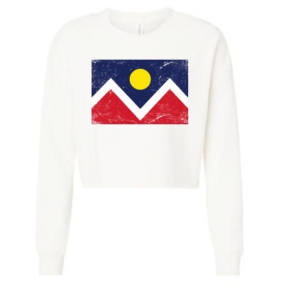 Retro Denver Colorado Flag Cropped Pullover Crew