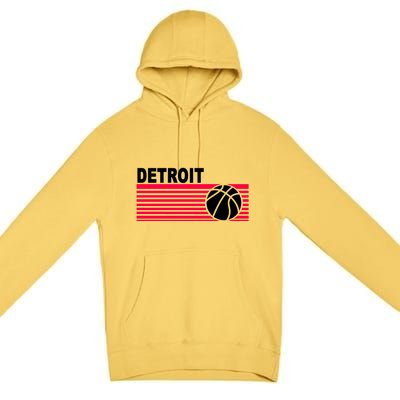 Retro Detroit Basketball Classic Logo Premium Pullover Hoodie