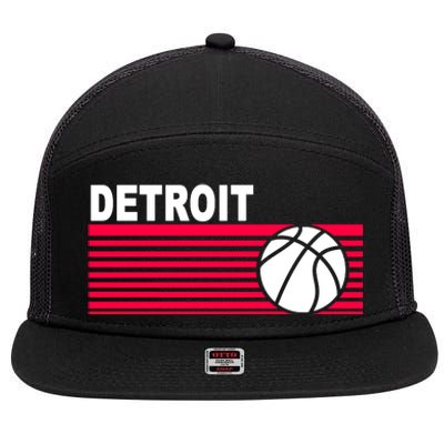 Retro Detroit Basketball Classic Logo 7 Panel Mesh Trucker Snapback Hat