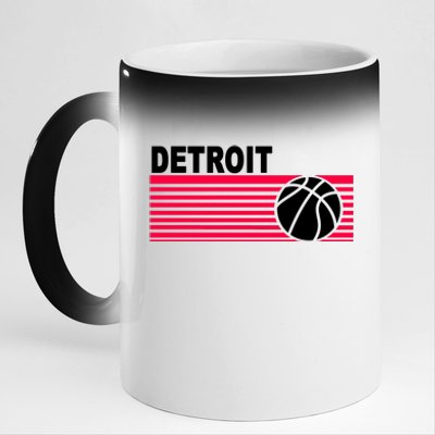 Retro Detroit Basketball Classic Logo 11oz Black Color Changing Mug