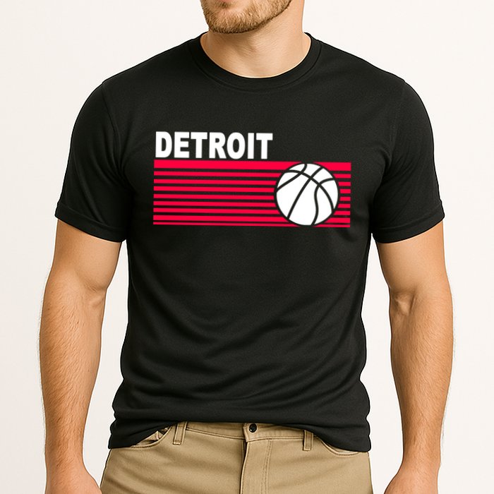 Retro Detroit Basketball Classic Logo Cooling Performance Crew T-Shirt