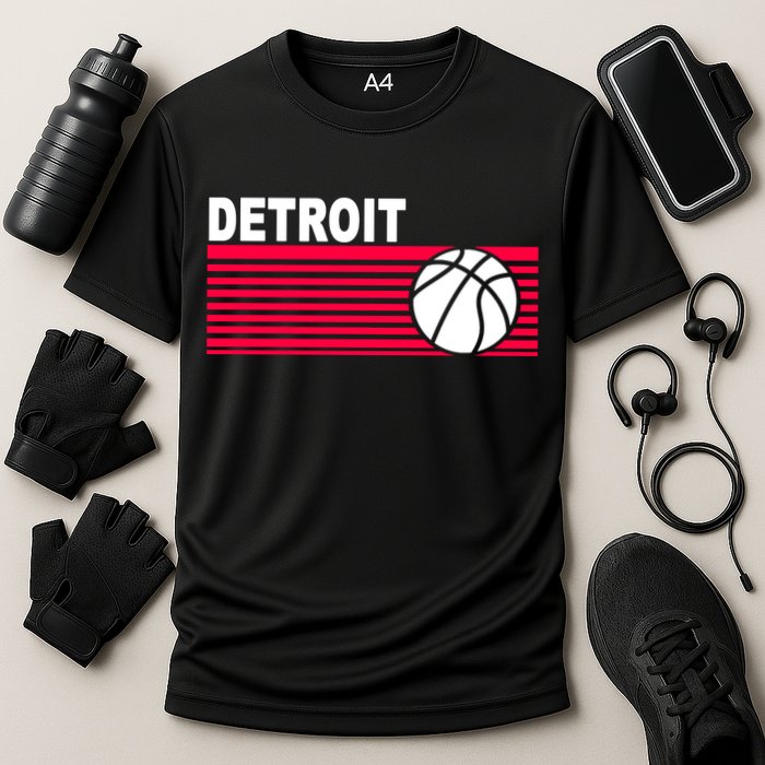 Retro Detroit Basketball Classic Logo Cooling Performance Crew T-Shirt