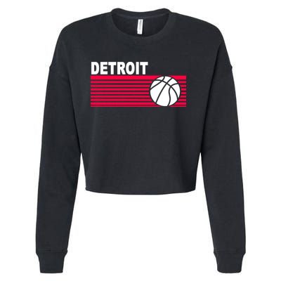 Retro Detroit Basketball Classic Logo Cropped Pullover Crew