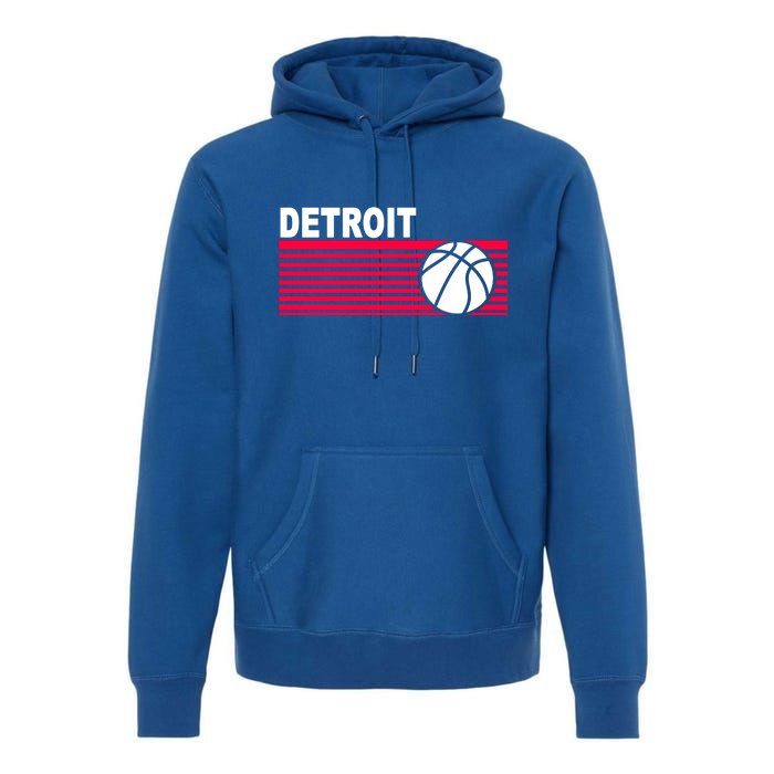 Retro Detroit Basketball Classic Logo Premium Hoodie