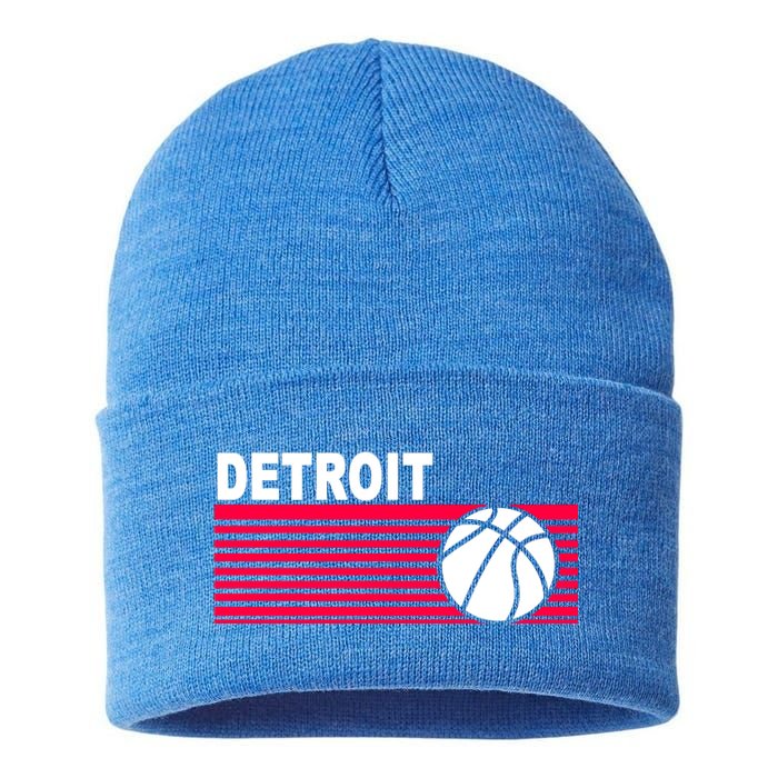 Retro Detroit Basketball Classic Logo Sustainable Knit Beanie