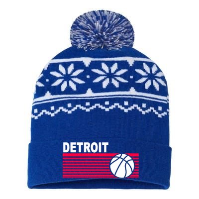 Retro Detroit Basketball Classic Logo USA-Made Snowflake Beanie