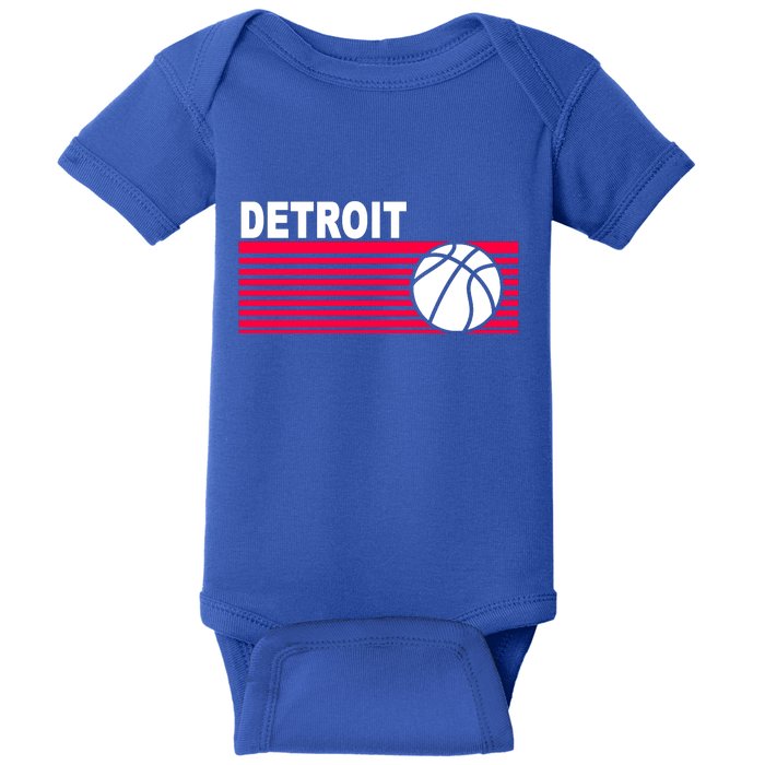 Retro Detroit Basketball Classic Logo Baby Bodysuit