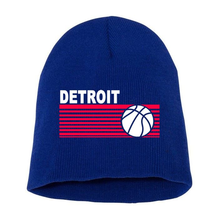 Retro Detroit Basketball Classic Logo Short Acrylic Beanie