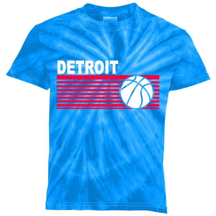 Retro Detroit Basketball Classic Logo Kids Tie-Dye T-Shirt