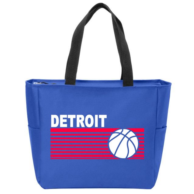Retro Detroit Basketball Classic Logo Zip Tote Bag