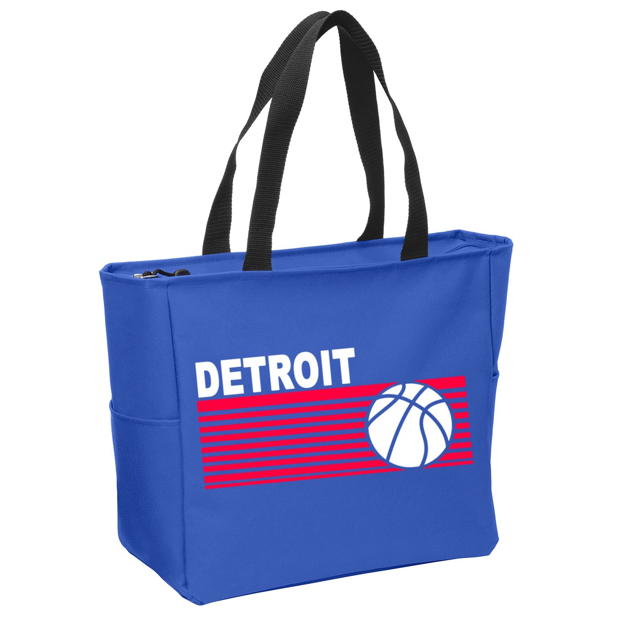 Retro Detroit Basketball Classic Logo Zip Tote Bag