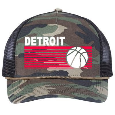 Retro Detroit Basketball Classic Logo Retro Rope Trucker Hat Cap