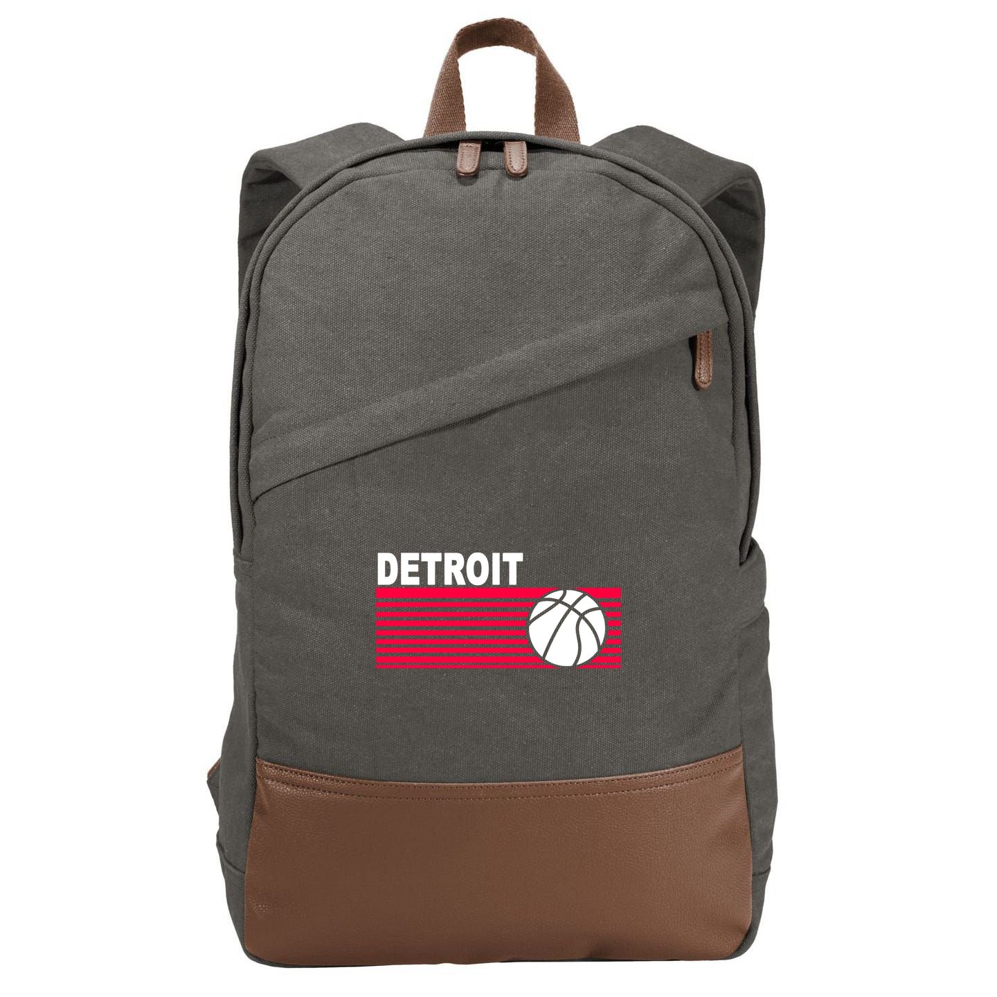 Retro Detroit Basketball Classic Logo Cotton Canvas Backpack
