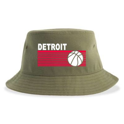 Retro Detroit Basketball Classic Logo Sustainable Bucket Hat