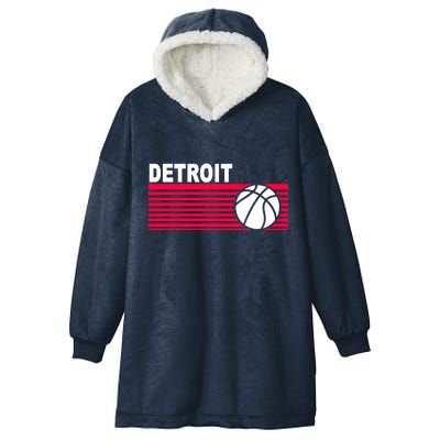 Retro Detroit Basketball Classic Logo Hooded Wearable Blanket