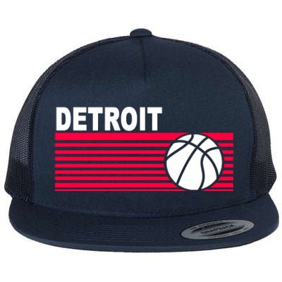 Retro Detroit Basketball Classic Logo Flat Bill Trucker Hat