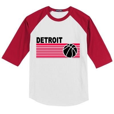 Retro Detroit Basketball Classic Logo Kids Colorblock Raglan Jersey