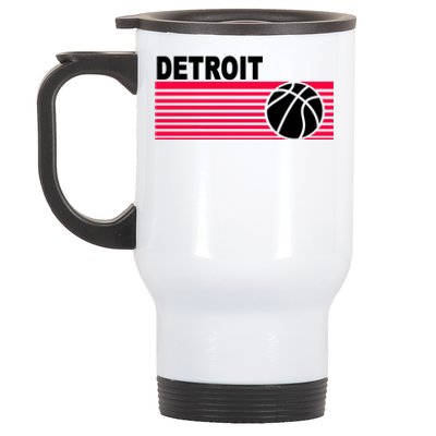 Retro Detroit Basketball Classic Logo Stainless Steel Travel Mug