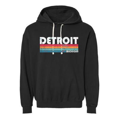 Retro Detroit Michigan Garment-Dyed Fleece Hoodie