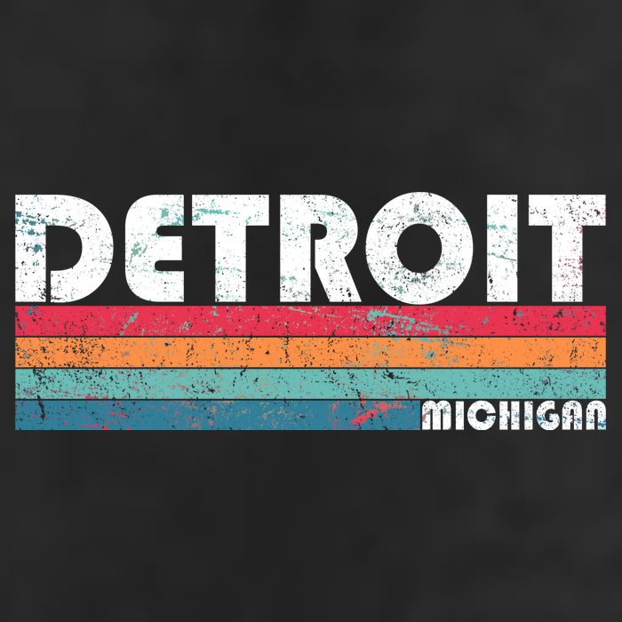 Retro Detroit Michigan 7 Panel Mesh Trucker Snapback Hat
