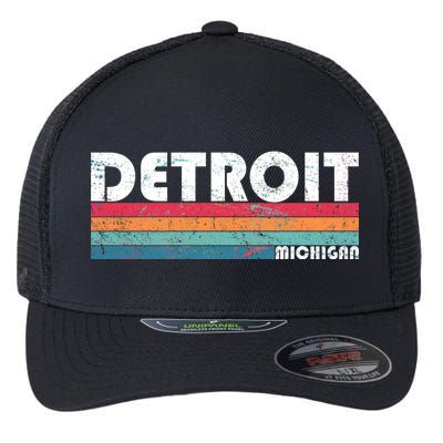 Retro Detroit Michigan Flexfit Unipanel Trucker Cap