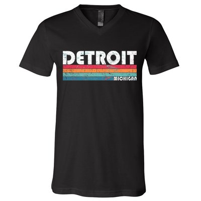 Retro Detroit Michigan V-Neck T-Shirt