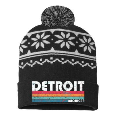 Retro Detroit Michigan USA-Made Snowflake Beanie