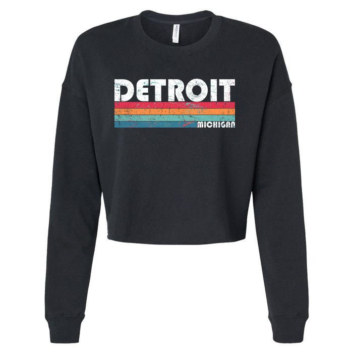 Retro Detroit Michigan Cropped Pullover Crew