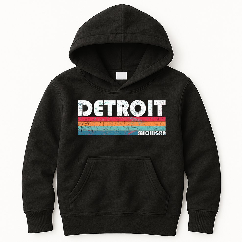 Retro Detroit Michigan Kids Hoodie