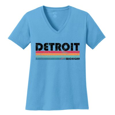 Retro Detroit Michigan Women's V-Neck T-Shirt