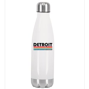 Retro Detroit Michigan Stainless Steel Insulated Water Bottle