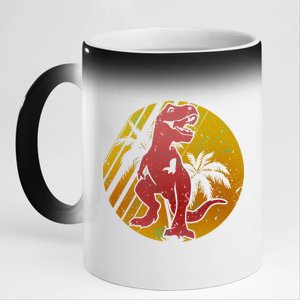 Retro Dinosaur Sunset 11oz Black Color Changing Mug