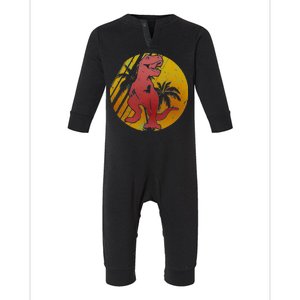 Retro Dinosaur Sunset Infant Fleece One Piece