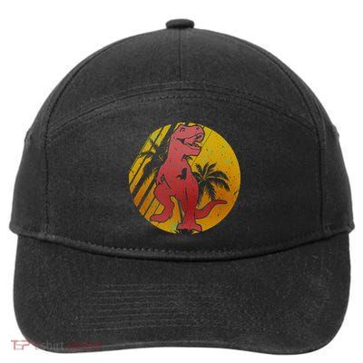 Retro Dinosaur Sunset 7-Panel Snapback Hat