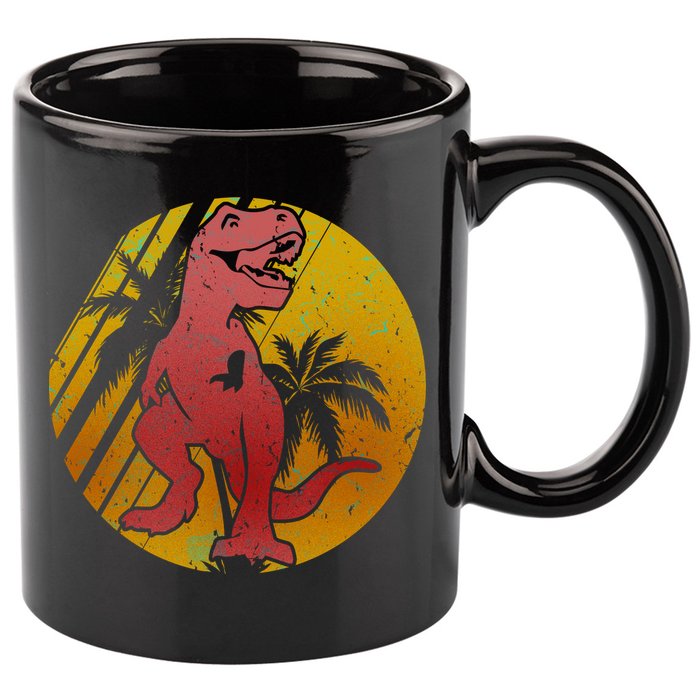 Retro Dinosaur Sunset 11oz C Handle Ceramic Mug