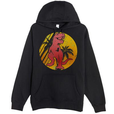 Retro Dinosaur Sunset Premium Pullover Hoodie