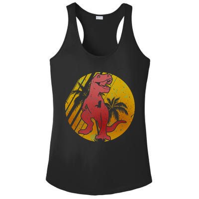 Retro Dinosaur Sunset Ladies PosiCharge Competitor Racerback Tank