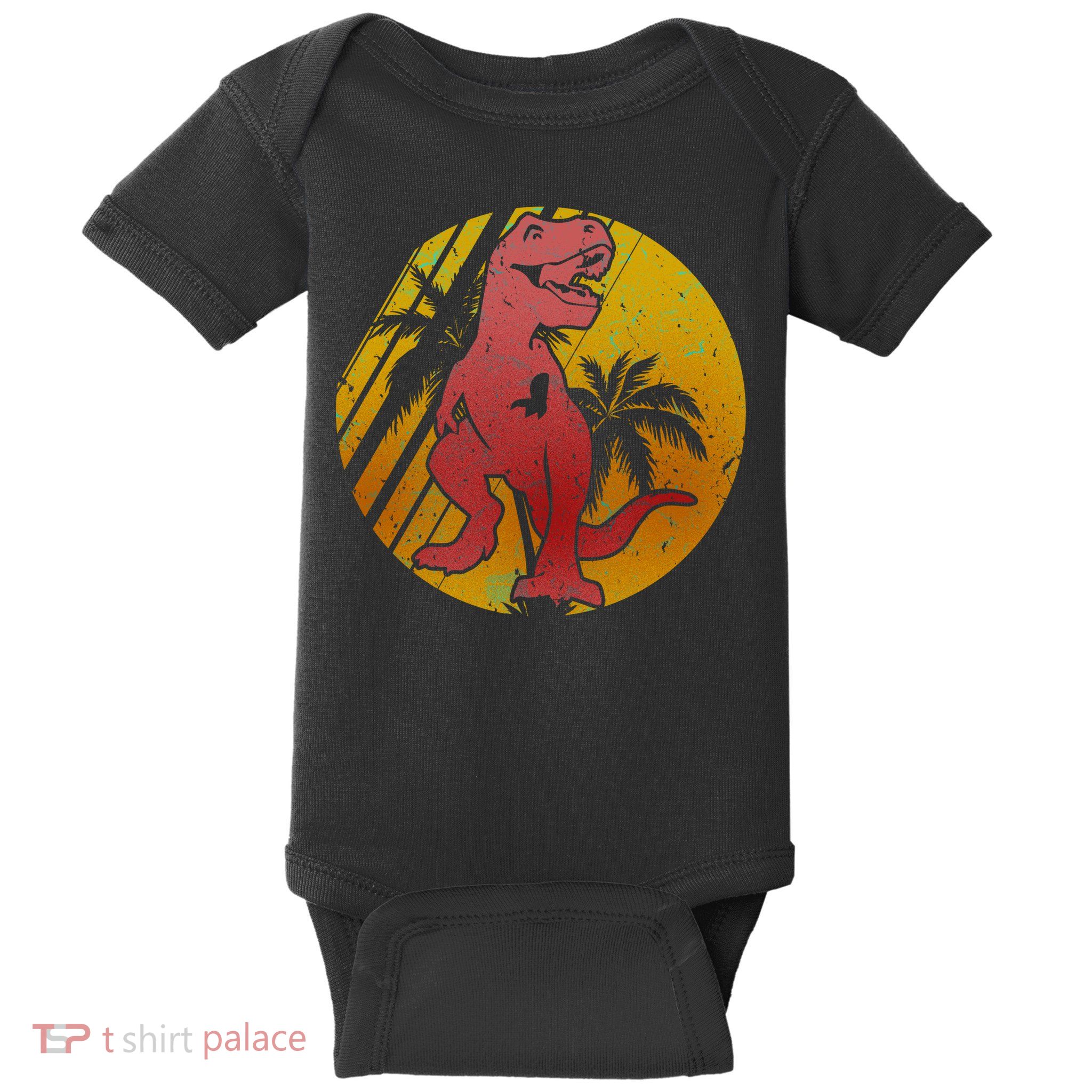 Retro Dinosaur Sunset Baby Bodysuit
