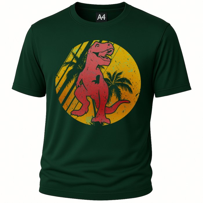 Retro Dinosaur Sunset Cooling Performance Crew T-Shirt