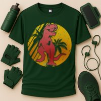 Retro Dinosaur Sunset Cooling Performance Crew T-Shirt