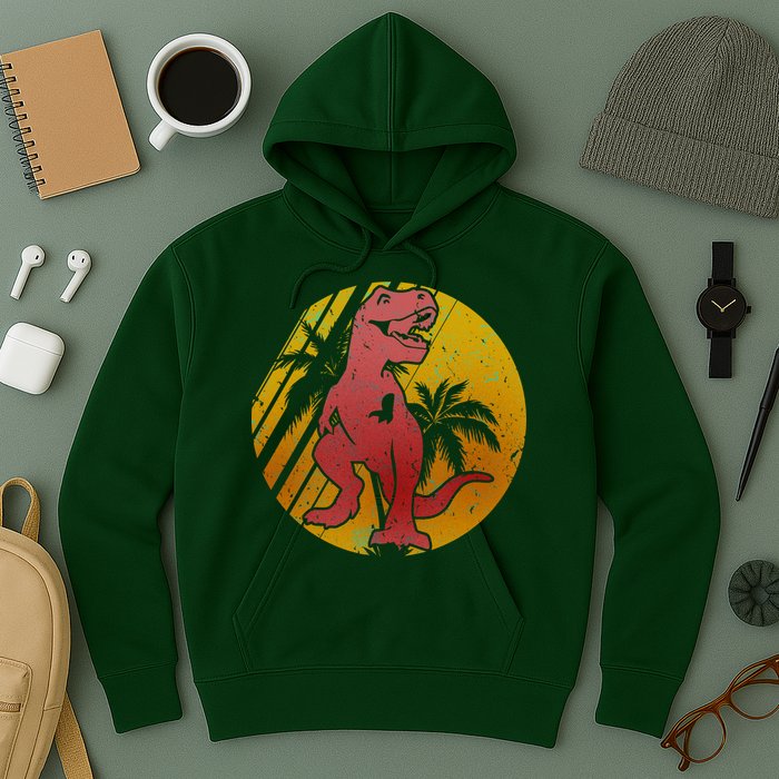 Retro Dinosaur Sunset Hoodie