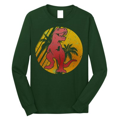 Retro Dinosaur Sunset Long Sleeve Shirt