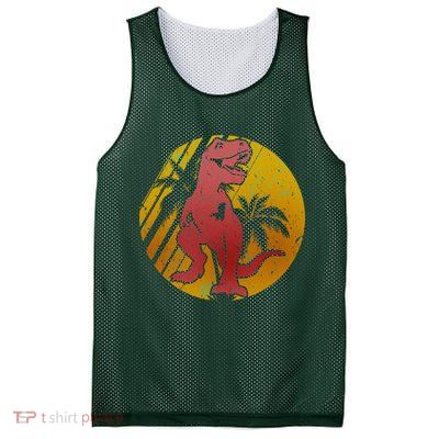 Retro Dinosaur Sunset Mesh Reversible Basketball Jersey Tank