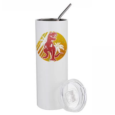 Retro Dinosaur Sunset Stainless Steel Tumbler